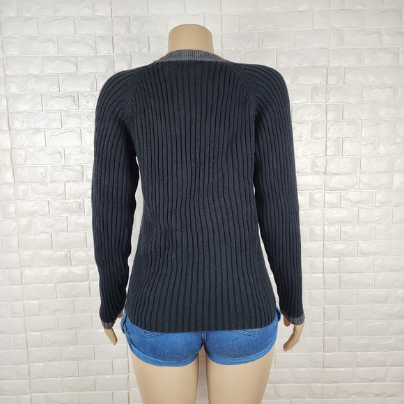 blue issue medium black rib knit mock sweater - Picture 4 of 5